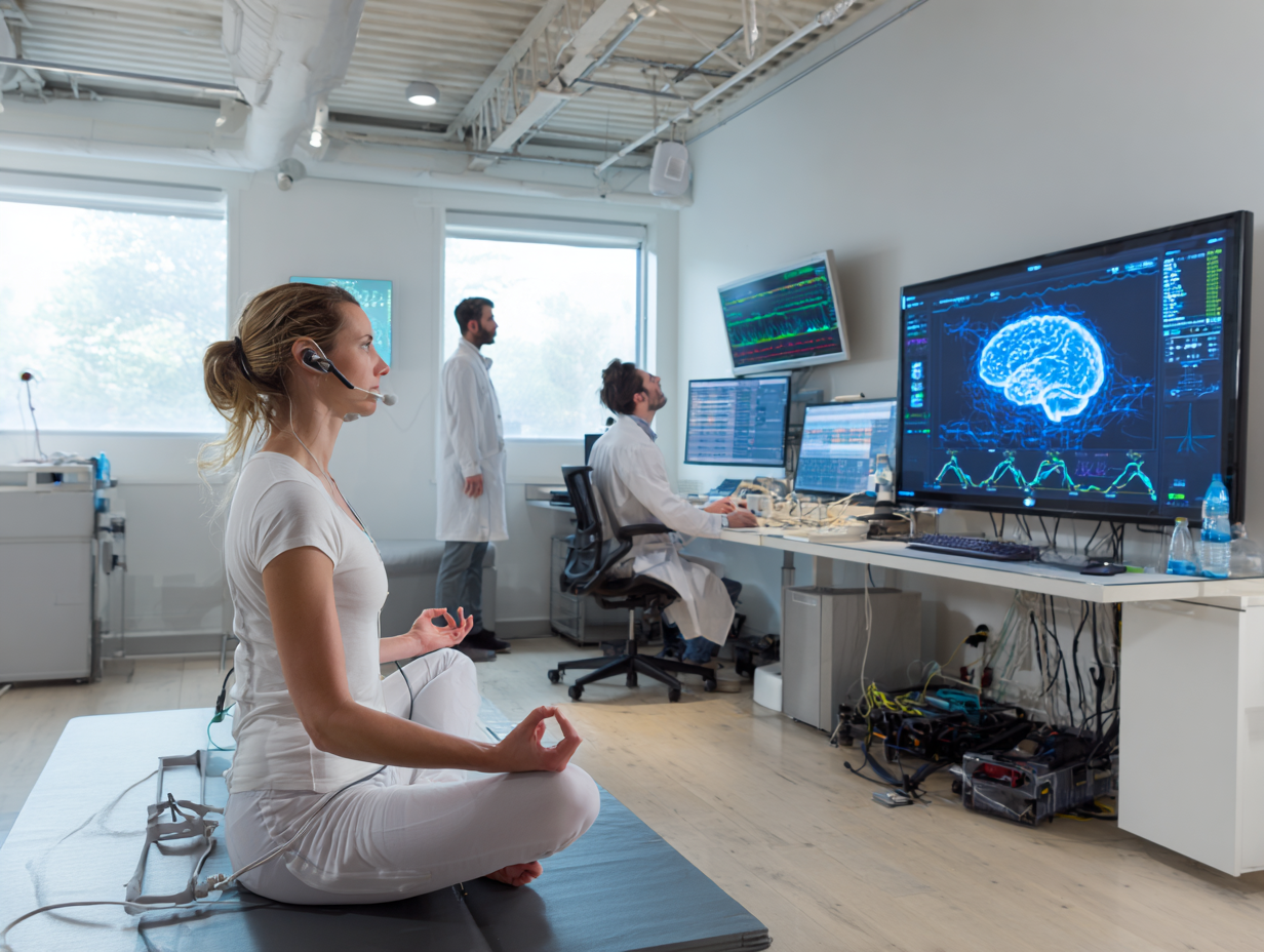 Жінка практикує йогу на природі